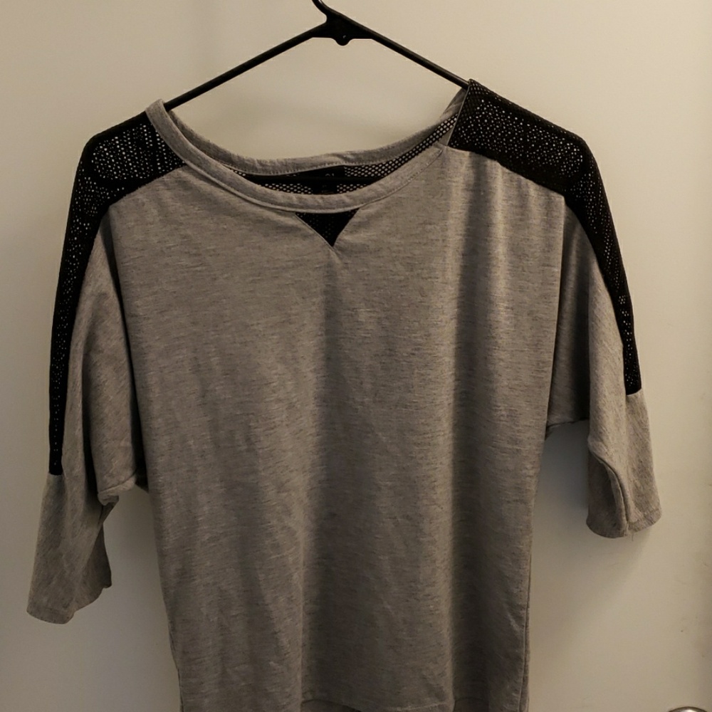 Grey 3/4 sleeves with fishnet accents